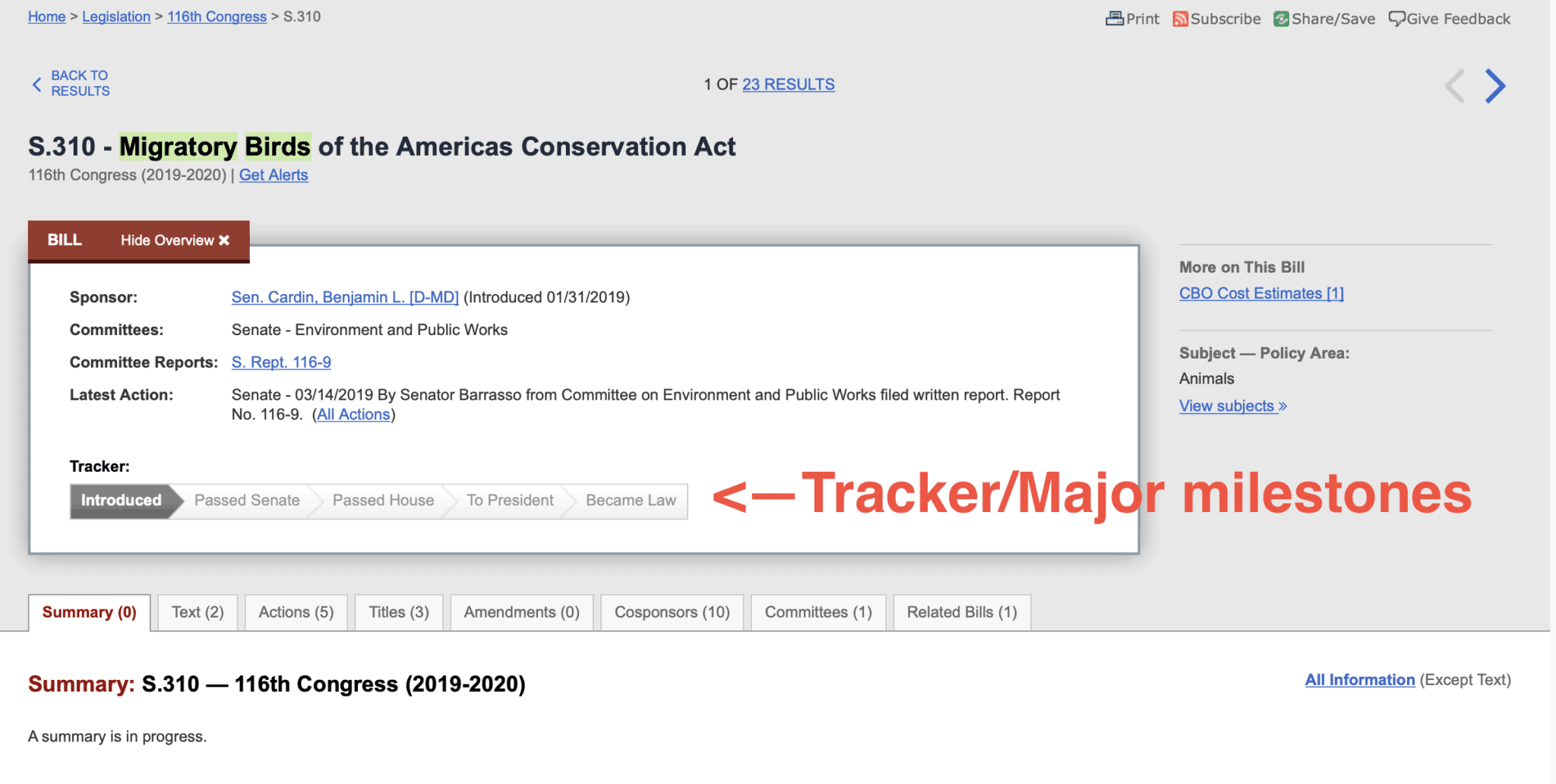 How does congress track legislation?